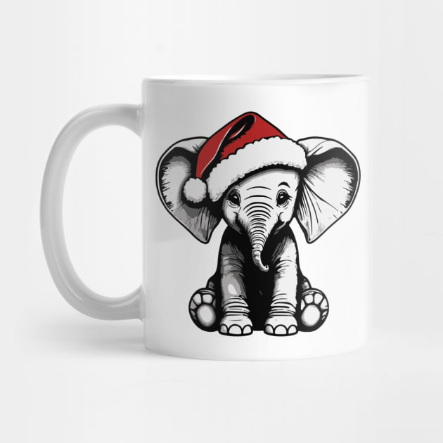 Christmas Elephant with Santa Hat by Luvleigh